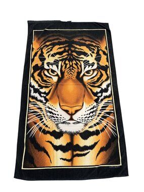 Vintage 1991 Hilasal 100% Cotton Bengal Tiger Beach Towel 60" x 35"